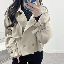 매일리룩 여성 더블단추 날개 숏 트렌치 코트 자켓