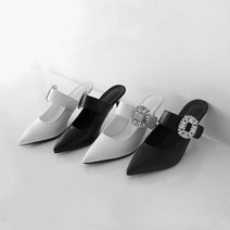 슈블리즈 큐빅 스틸레토 뮬 블로퍼 브이컷 뮬힐 7cm