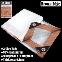 야외 투명 방수포 전망대 Pergola 창 방풍 천막 정원 식물 방수 캔버스 천 0.1mm, 159.2line Brown edge - 4x4m