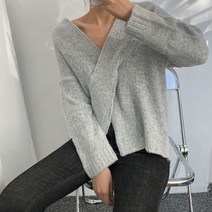 뜨개진 여성용 루즈핏 도톰 꼬임 타프르 니트