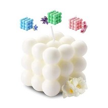 Aokala Scented Bubble Cube Candles for Home Scented 5.4 oz Soy Wax Aromatherapy Candle Aesthetic, 화이트., 153.1g