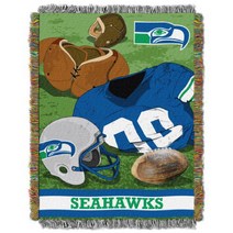 NFL Seattle Seahawks Vintage Woven Tapestry Throw Blanket 48” x 60”, 1