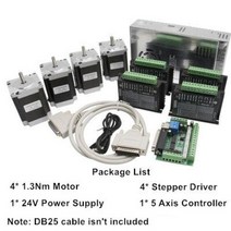 3 축 CNC 키트 2Nm 3Nm NEMA 23 스테퍼 모터 드라이버 및 5 축 Mach3 컨트롤러 및 24V 스위치 전원 공급 장치 포함, DM542 Driver+4 Axis 1.3Nm