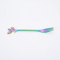 커틀러리 포크나이프 양식기 세트 커트러리 스테인레스 스틸 커피 스푼 과일 포크 디저트 케이크 샐러드 식기 칼 호텔 레스토랑 파티 용품 주방 도구, 무지개 포크