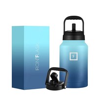 IRON °FLASK 스포츠 물병 - 3.8L(128온스)/3.8L(128온스) 뚜껑 2개 빨대 및 누출 방지 진공 단열 스테인리스 스틸 핫 콜드 이중 벽 간단한, 84 Oz, Bubble Gum, Bubble Gum
