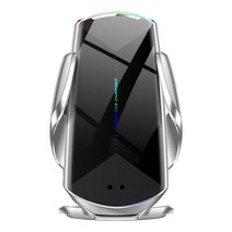 와이피 모션감지 무소음 오토슬라이딩 차량용휴대폰거치대 LED 15W고속무선충전거치대Q1 송풍구형, 실버x1