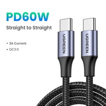 UGREEN-PD100W USB C to C 타입 고속 충전 케이블 샤오미 삼성 맥북 아이패드 5A 휴대폰 코드, CHINA, 60W Metal Grey, 2m