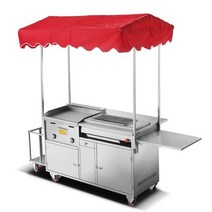 이동식 노점 포장마차 노상 푸드트럭 웨건 장사 바퀴, 로타리 팬케이크+2개의 튀긴 스낵 카트