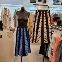 [스테파니] 세로 도트 플리츠 컬러 블록 스커트 SK2106 뉴코아울산점