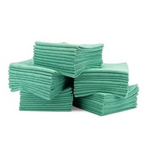 40.6 x 40.6cm(16 x 16인치) 이코노미 다목적 극세사 타월 - 50팩 - 재사용 가능한 수건 먼지 주방 자동차 청소용 샵 걸레 (블루), Green
