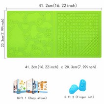 아이 3D 인쇄 펜 실리콘 디자인 패드 2 손가락 캡 장착 기본 템플릿 우수한 DIY 그리기, 02 Green 41.2x20.3CM