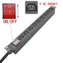 멀티 콘센트 19 인치 PDU SPD 전류계 과부하 보호 공기 스위치 단락 회로 모듈 전원 스트립 IEC320 C13 출력, EU PLUG 2M wire_SW
