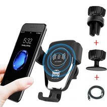 0310몰Qi 자동차 고속 무선 충전기 아이폰 8 8 플러스 XS 7.5W 10W 자동차 무선 충전기 삼성 갤럭시 S8 S9, 02 Black
