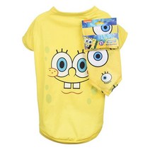 SpongeBob SquarePants for Pets 개와 반다나 콤보용 노란색 셔츠 - 사이즈 M | 부드럽고 편안한 강아지용 스폰지밥 옷 - 경량 티셔츠 및 강아지 반다나, Small_SpongeBob