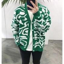 라일라이 / 간절기 지브라 얼룩 남자 도톰 오버핏 니트 가디건