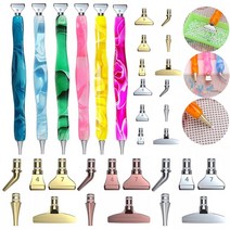 보석십자수금속펜 핸드메이드 다이아몬드 페인팅 금속펜 펜슬 새로운 diy 도구 포인트 드릴 7pcs 금속 포인트 드릴 헤드 멀티 플레이서 팁 드릴 액세서리 (랜덤발송), 1개, 노랑