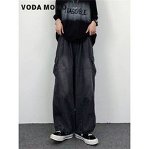 남자데님청바지 여성용 레트로 하이 스트리트 힙합 바지