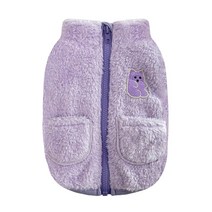 퍼니퍼플 강아지 반려동물 옷 파스텔 테디베어 후리스 조끼, 퍼플 L