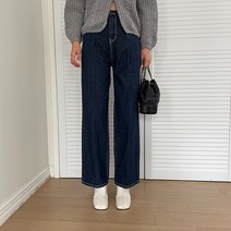 블랭크라벨 핀턱 데님 스티치 와이드 팬츠