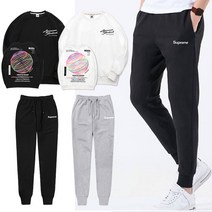 슈프림 M~2XL 오버핏 맨투맨+조거팬츠 써클링_트레이닝복 상하의 세트