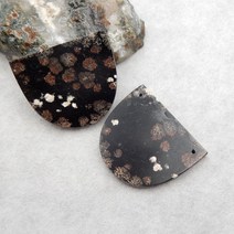 비즈공예 원석 2023 준보석 쥬얼리 천연 스노우 플레이크 흑요석 더블 홀 귀걸이 액세서리 여성용 35x30x3m, 한개옵션0