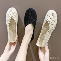 SHENGBO린넨 펀칭 메쉬 통굽 샌들녀 여름 컴포트 소프트 슈즈 메쉬 단화