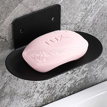 홈바내쓰 호텔식 스텐 물빠짐 비누 받침대 무타공 화장실 욕실 비누 거치대 부착형, 원형, 블랙