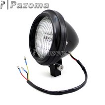 오토바이 헤드라이트 바이크 램프 오토바이 광택 H4 헤드 라이트 할리 소프테일 다이나 커스텀 크루저 12V, 01 Black