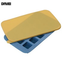 DFMEI 얼음틀 얼음틀 얼음틀 얼음틀 얼음제빙보관함 업소용 아이스하키 냉장고 제빙기 실리콘 가정용 대 얼음 급속냉동기, 옐로우(스퀘어), 사각형