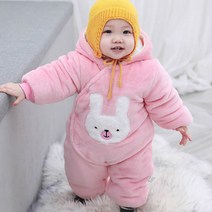 맘스케어 신생아용 입체귀후드 애니멀방한우주복