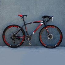 JINGMING 산악자전거 모노코크 레이싱 스프린터 솔리드 26인치 MTB, 솔리드 타이어, 블랙레드 27단-60칼바퀴