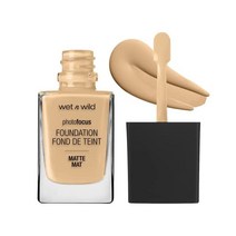 Wet n Wild 포토 포커스 매트 리퀴드 파운데이션 데저트 베이지 비건 & 크루얼티 프리, 버프 비스크