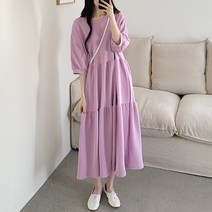여성용 빅사이즈 2단 캉캉 롱 원피스 오버핏