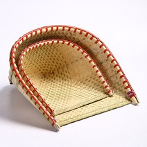 대나무 삼태기 짚소쿠리 옛날 짚풀 공예 바구니 민속 인테리어 소품, 대나무 키 레드 엣지 투피스(부티크)
