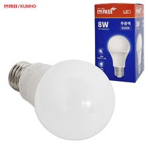 번개표 (LED전구 8W) E26 주광색 전구색 백열전구대체, 주광색 6500k, 주광색 6500k