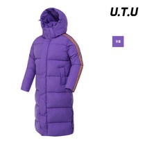 유투 LD23 남여공용 에어볼 특이한 색상 보라색 긴기장 롱패딩 벤치코트 커플롱패딩점퍼 돕바