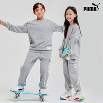 [22FW] [PUMA] 푸마키즈 맨투맨 트레이닝 셋업 멜란지그레이