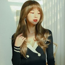 가발매니아 빌드펌 56cm 수제통가발 프론트레이스 긴머리가발, 카키브라운, 1개