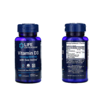 라이프 익스텐션 Sea-Iodine 함유 비타민D3 125mcg 5000IU 캡슐 60정 글루텐프리, 1개, 2통