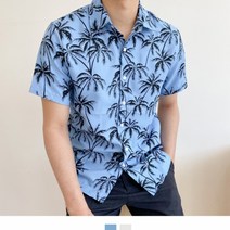 하와이안 야자수 남자셔츠 빅사이즈커플셔츠 하와이안셔츠 하와이안남방 커플남방 커플룩 커플시밀러룩 비치남방 신혼여행