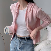 폼(Form) 러블리 투웨이 긴팔 후드 집업 골지 니트 가디건 봄 캐주얼 아우터 데일리 코디