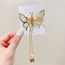 여자 우아한 나비 진주 술 꽃 펜던트 금속 헤어 클립 레이디 사이드 헤어 장식 헤어핀 패션 헤어 액세서리