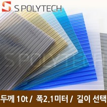 에스폴리텍 복층 렉산 평판 폴리카보네이트 두께 10T 폭 2.1미터 (길이재단무료), 폭2.1미터x길이1미터, 블루