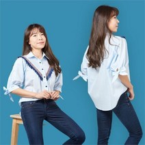 셀러허브 여성패션 [오노마] ONM 여름 여성 반팔 셔링 레이스 셔츠 블라우스