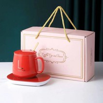 COVANK USB보온 세라믹 컵 머그컵 자동보온 세트, 401-500ml, 레드(USB)