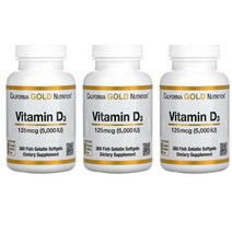 3개 캘리포니아골드뉴트리션 비타민 Vitamin D3 125mcg 5000IU 피쉬 젤라틴 360정