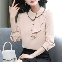 [바니드] 여성 럭셔리 블라우스 넥프릴 고급 명품 셔츠블라우스 4493