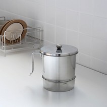 음쓰통 1.8L 자취 원룸 필수품 스테인리스 스틸 냄새 방지 원형 음식물 쓰레기통 위생 주방 싱크대 깔끔 손잡이 간편 물세척 물빠짐 구멍