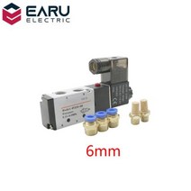 전동 실린더 전기 파워 삼면 포장기 에어 도어 공압 솔레노이드 밸브 5 방향 2 위치 제어 공기 가스 마그네틱 12V 24V 220V 코일 볼트 4mm12mm 호스 피팅, 빨간+DC12