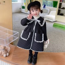 유블리 여아 겨울 프렌치 패딩 리본 롱자켓 누잉